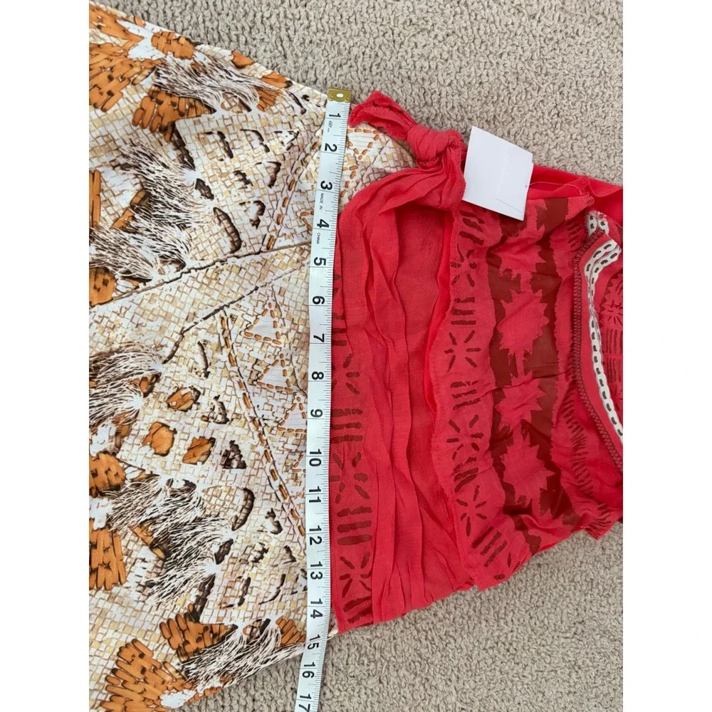 Disney Moana Girls Costume Dress Red Tan Tribal Floral Size S 6/6X 99475L NEW